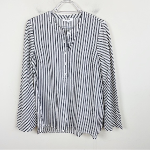 Madewell Striped Button Down Flare Sleeve Blouse - Picture 2 of 8